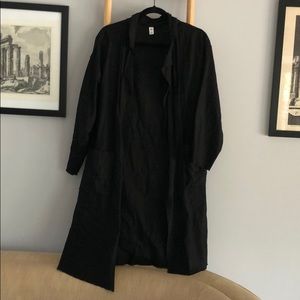 Black Oversized Linen Trench Coat
